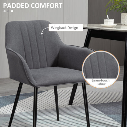 Robbie Dining Chairs Set of 2 with Armrest-Dark Grey