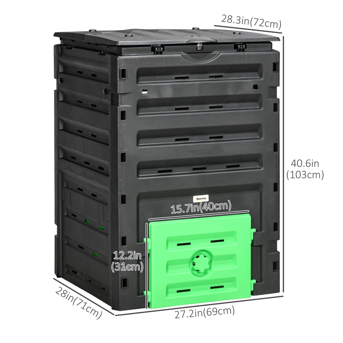 Compost Bin, Garden Composter with 80 Vents and 2 Doors, 120 Gallon (450L), Brown