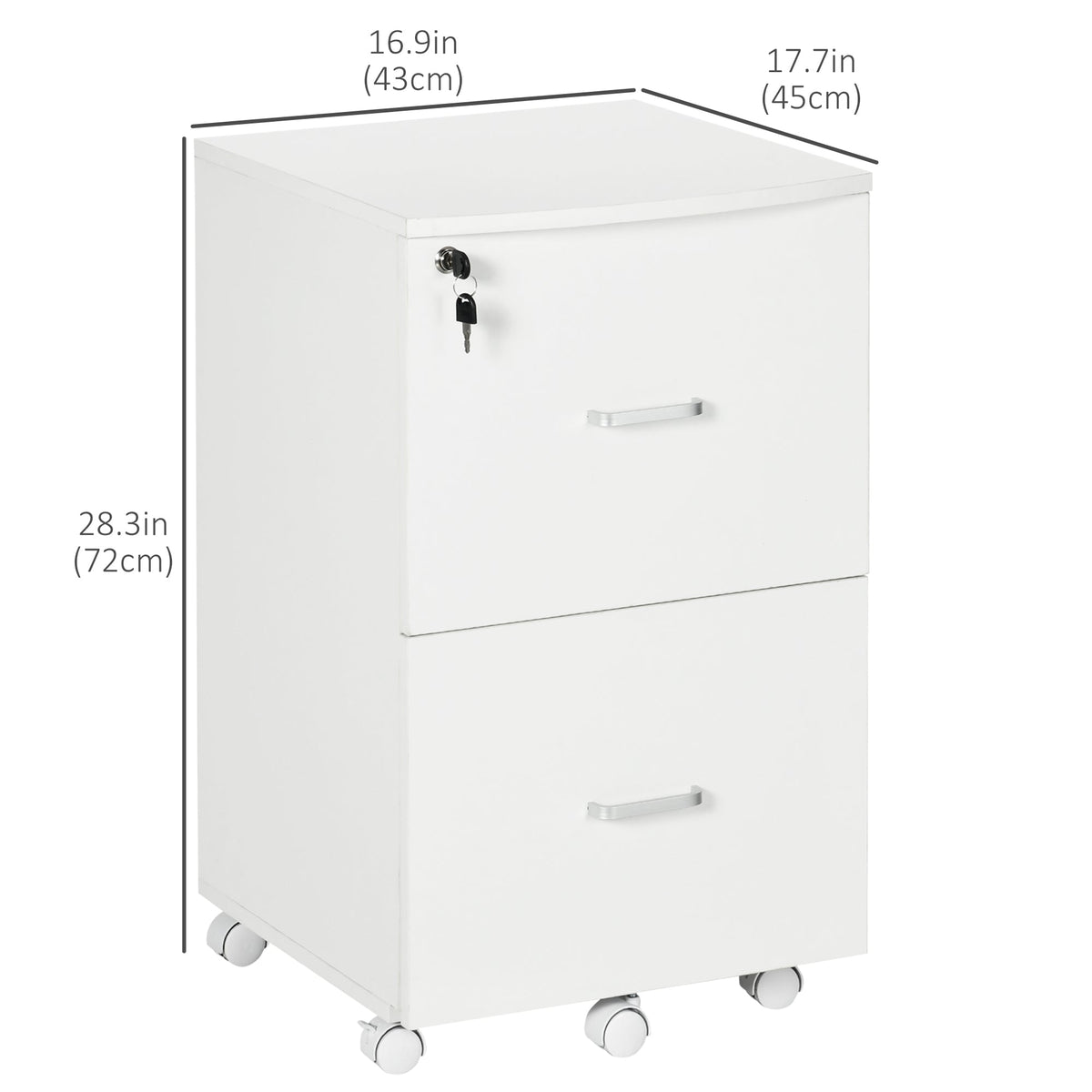 2 Drawer File Cabinet with Lock, Small Rolling Filing Cabinet for A4, Letter-Size Documents, Printer Stand for Home Office, 17" x 17.75" x 28.25", Black