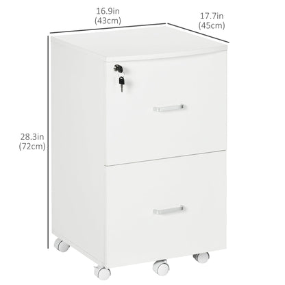 2 Drawer File Cabinet with Lock, Small Rolling Filing Cabinet for A4, Letter-Size Documents, Printer Stand for Home Office, 17" x 17.75" x 28.25", Black