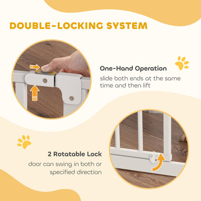 30"- 45" Easy Install Pet Gate w/ Door & Double Locking System, Extra Wide Dog Gate for Stairs, Hallways, White