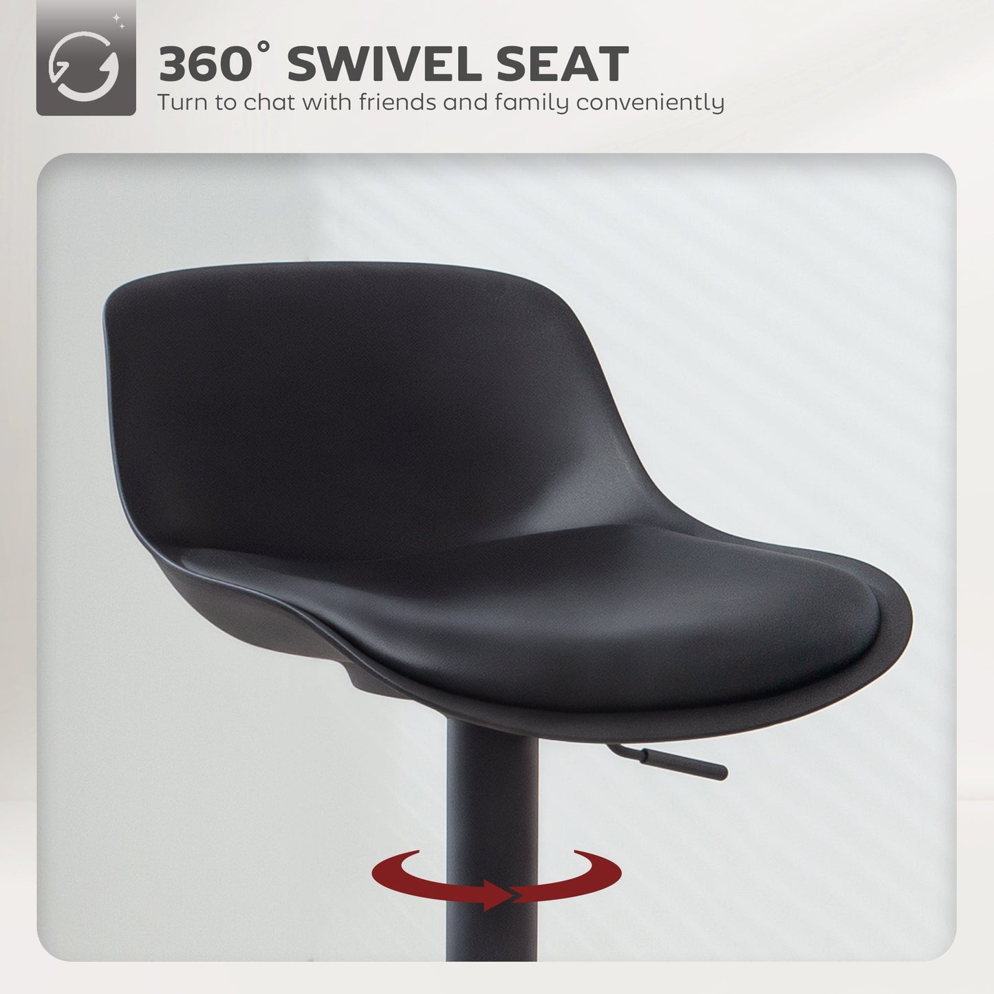 Zee Counter Height/Bar Stools Set of 2 with Adjustable Height and Swivel Seat-Black