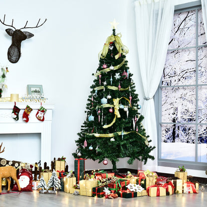 6ft Christmas Tree Unlit Artificial Spruce Full Tree with Solid Metal Stand