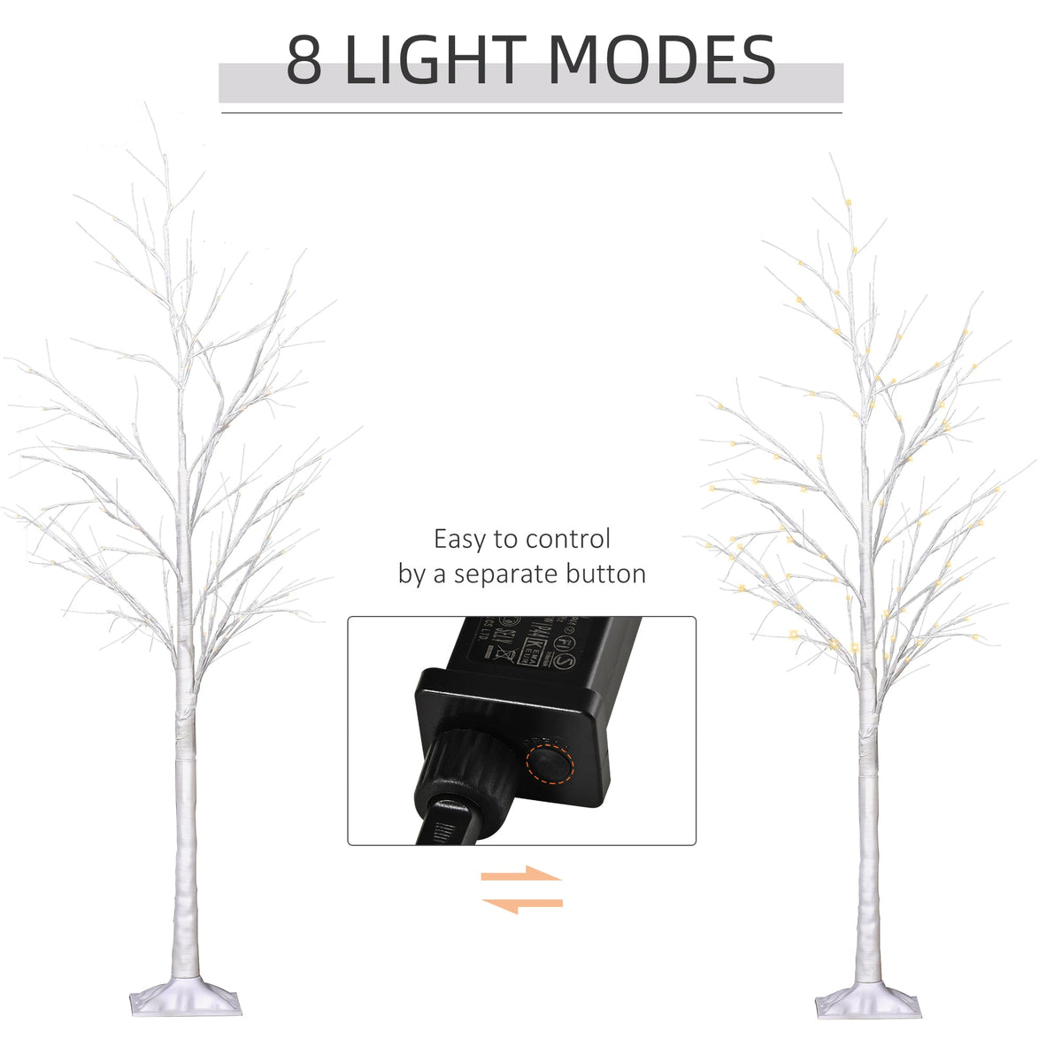 5FT Garden Birch Tree Light with 58 Warm LEDs and 8 Light Modes, DIY Artificial Tree Lamp for Outdoor and Indoor Birthday Wedding Party