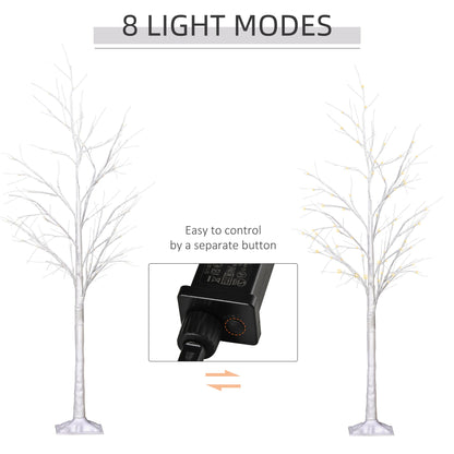 5FT Garden Birch Tree Light with 58 Warm LEDs and 8 Light Modes, DIY Artificial Tree Lamp for Outdoor and Indoor Birthday Wedding Party