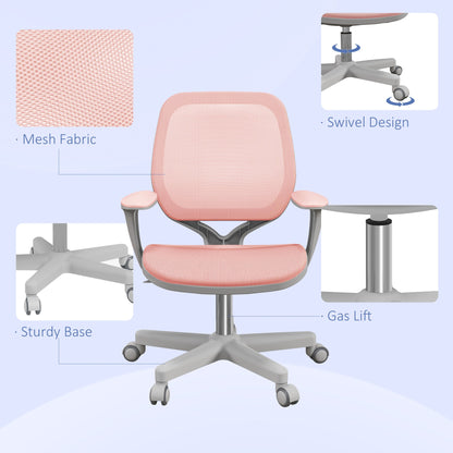 Office Chair, Small Computer Desk Chair with Mesh Back, Swivel Castors, Arm, Grey
