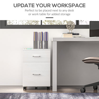 Mobile Filing Cabinet, Vertical File Cabinet with 2 Drawers, Wheels, for Letter or A4 File, Natural