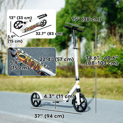 Kick Scooter for Kids Ages 6-12 with Adjustable Height, Rear-Fender Brake, 200mm Big Wheel, Foldable Design, Green