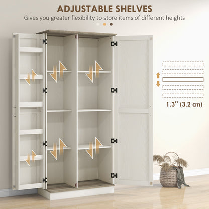 70" Tall Kitchen Pantry Cabinet with Door Shelves and Adjustable Shelves, Black Wood Grain