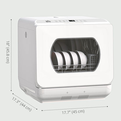 Portable Dishwasher, Counter Dishwasher with 4 Place Settings, 5 Washing Programs, Air-Dry Function, 6L Water Tank
