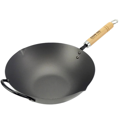 Yoshikawa Cook-Pal Ren Nitrided Carbon Steel Wok 30CM - JAPAN