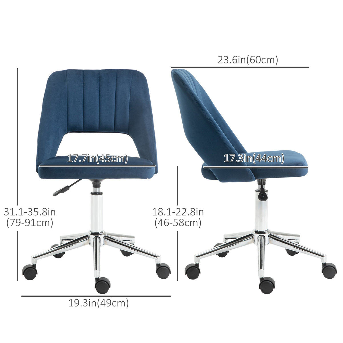 Mid Back Office Chair Velvet Fabric Swivel Scallop Shape Computer Desk Chair, Green