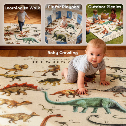 Large Play Mat 79" x 59", Crawling Mat for Toddlers, Living Room and Bedroom with Dinosaur Pattern