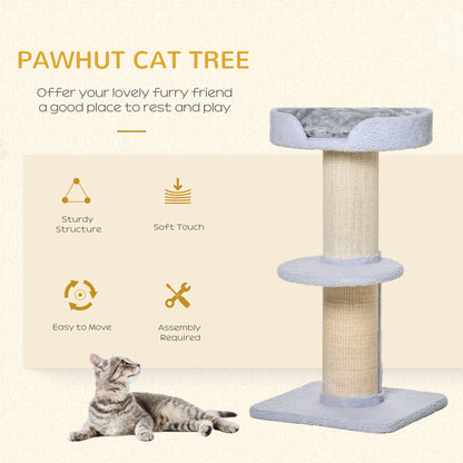 Cat Tree Kitty Tower with Sisal Mat Scratching Post, Cat Bed, Cushion, Perch, 18" x 18" x 36", Brown