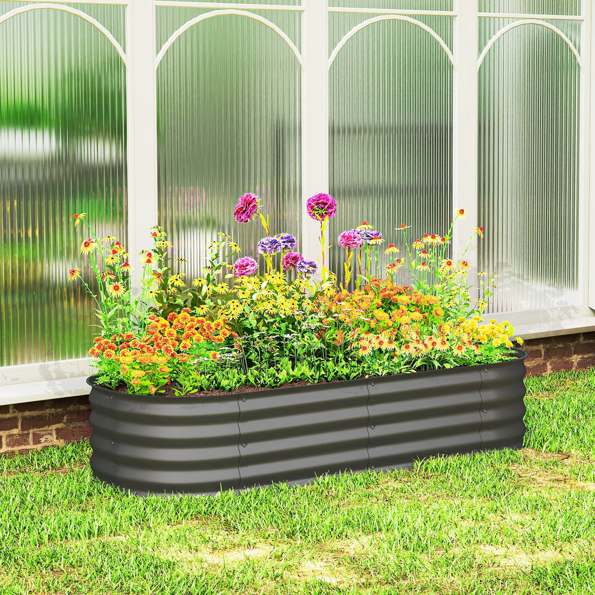 4.9 x 2 x 1ft Galvanized Raised Garden Bed Kit, Metal Planter Box with Safety Edging, Black