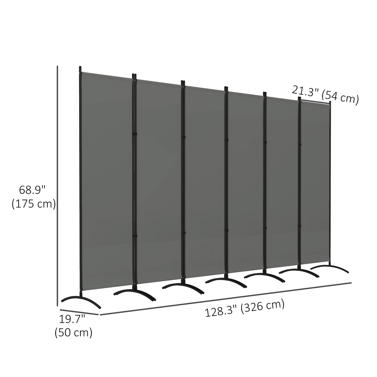 6 Panel Folding Room Divider, UV30+ Privacy Screen, Indoor Outdoor Privacy Panel with Stable Base, Beige