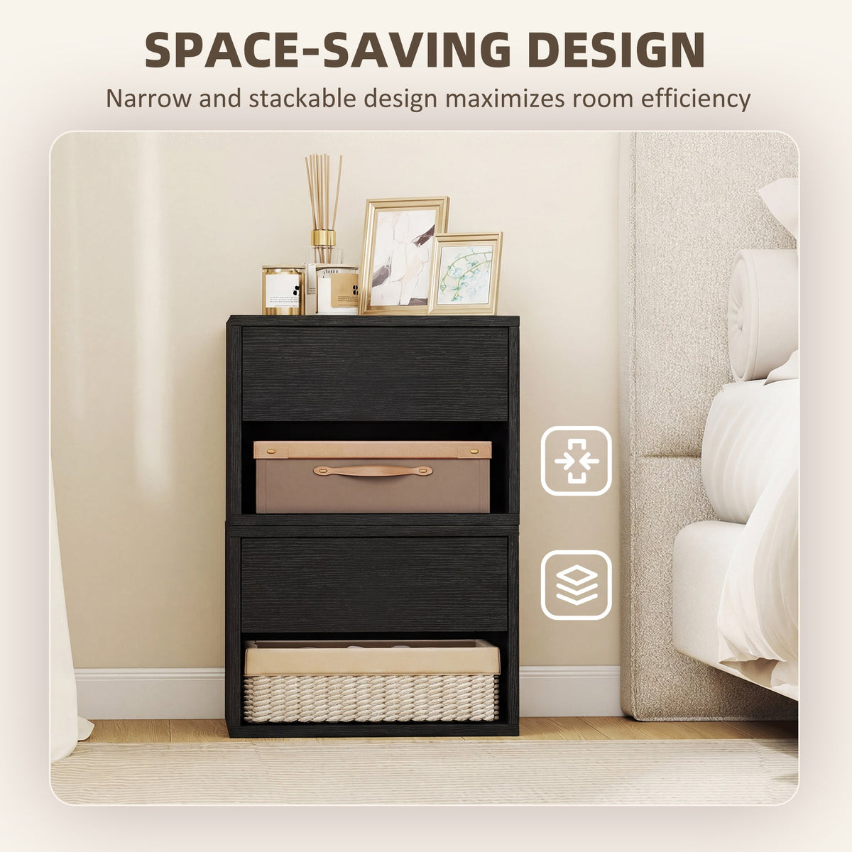 Floating Nightstand Set of 2, Wall Mounted Bedside Table with Drawer for Bedroom Black