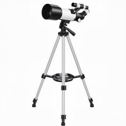 Telescope for Adults, 70 mm Aperture 400 mm Refractor Telescope with 40X/16X, Adjustable Tripod, Bag, White