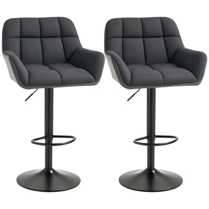 Swivel Barstools Set of 2 Adjustable Bar Stools with Footrest Armrests and PU Leather Back for Dining Room Cream White