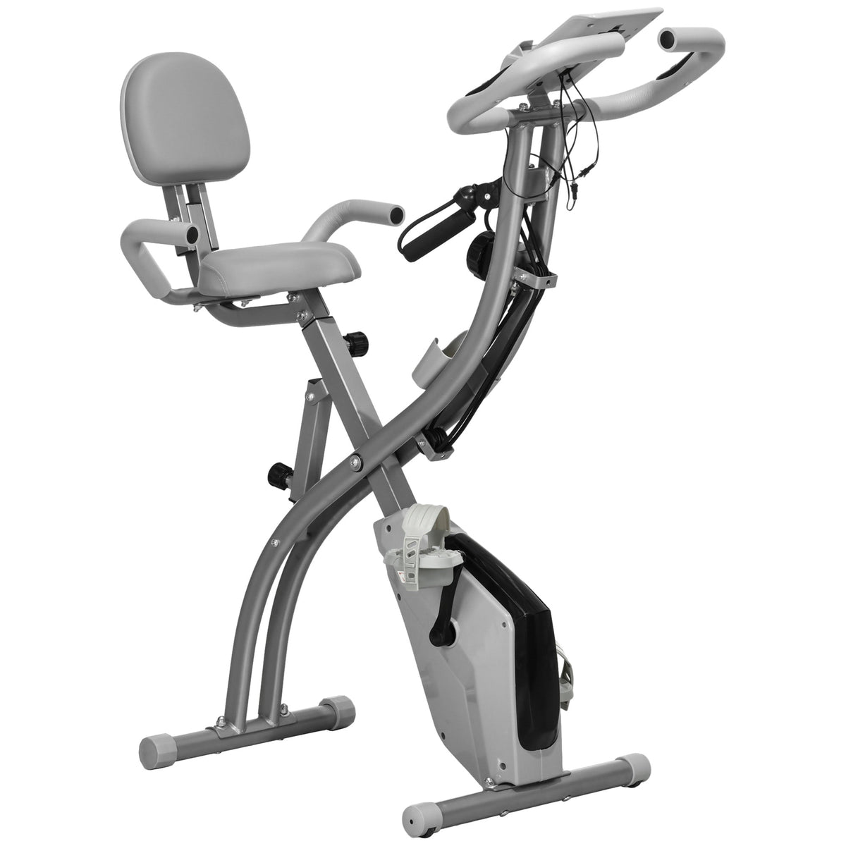 3 in 1 Folding Exercise Bike, Foldable Stationary Bike with 8-Level Magnetic Resistance, Adjustable Seat, Black