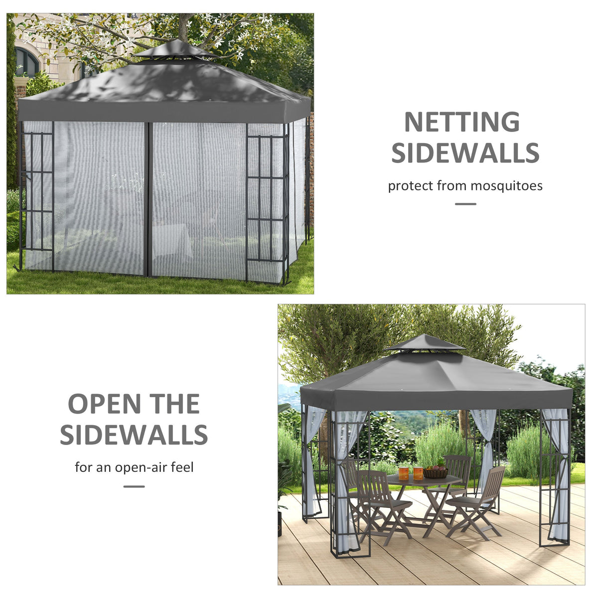 10'x10' Garden Gazebo Patio Canopy Portable Party Event Backyard w/ Mosquito Netting Coffee