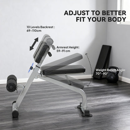 Roman Chair Back Extension Machine, Height Adjustable Hyperextension Bench, 38" x 26.8" x 27.2–43.3", Silver Tone