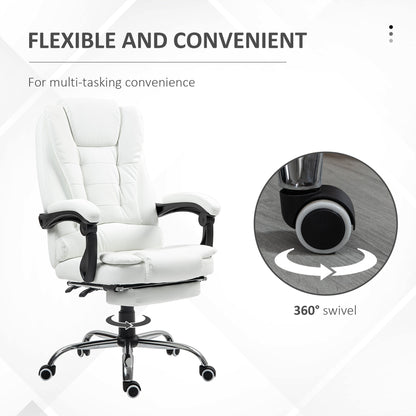 Ergonomic Office Chair with Back Support, PU leather Executive Office Chair with High Back, Retractable Footrest, Black