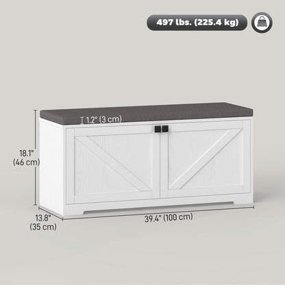 Shoe Storage Bench with Padded Seat, Entryway Bench Holds up to 352 lb, Shoe Organizer, 8 Pairs, Light Grey