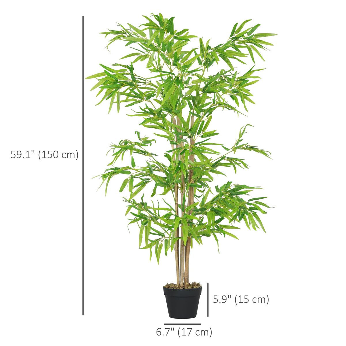 Artificial Bamboo Tree, 4ft Fake Tree with Realistic Leaf and Natural Trunk, Decorative Plant in Nursery