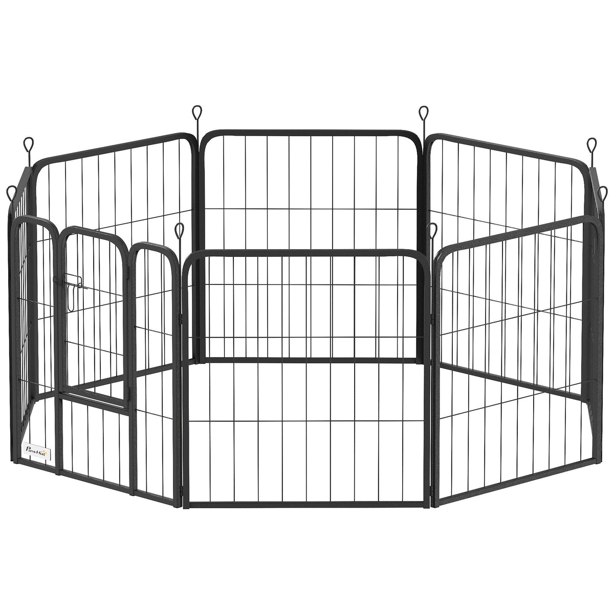 31.5" Dog Playpen Indoor Outdoor, Portable Foldable 8 Panels Pet Playpen with Door & Strap for Medium Dogs