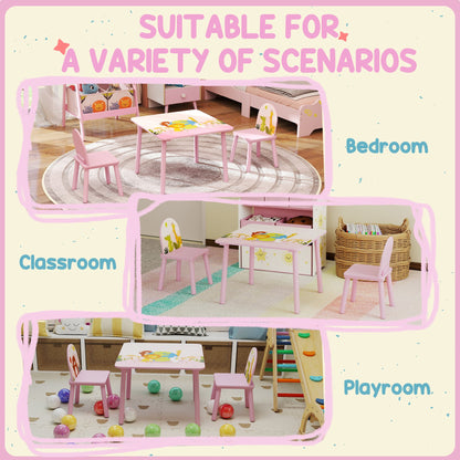 Kids Table and Chair Set, Toddler Table and 2 Chairs Set for Art, Craft, Reading, Learning, Pink