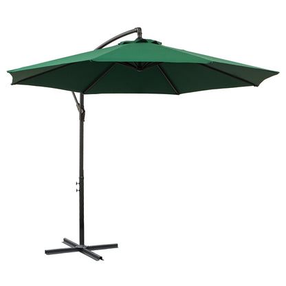 9.7ft Offset Patio UmbrellaCantilever Parasol with Crank Handle, 8 Ribs and Cross Base for Outdoor, Sun Shade, Black