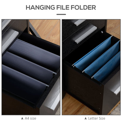 3 Drawer File Cabinet with Lock and Edged Top, Lockable Filing Cabinet on Wheels for Letter and A4 Size, White