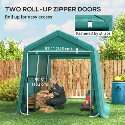 7.9' x 6.6' Garden Storage Tent, Patio Storage Shelter w/ Metal Frame and Double Zipper Doors, Dark Grey