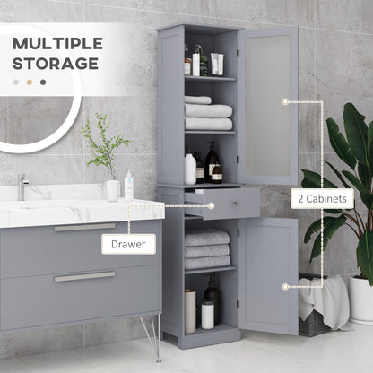 Tall Bathroom Cabinet, Bathroom Storage Cabinet with Drawers, 2 Doors and Adjustable Shelves, White