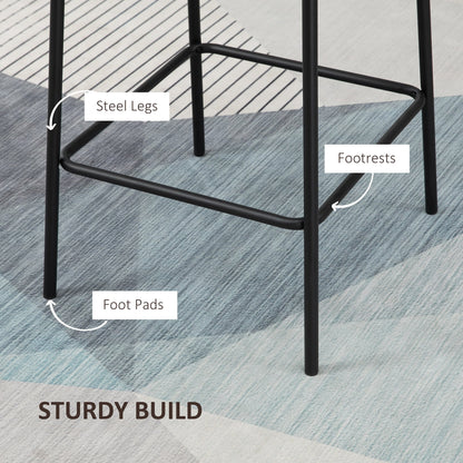 Bar Stools Set of 2, Upholstered Counter Height Bar Chairs, Kitchen Stools with Steel Legs