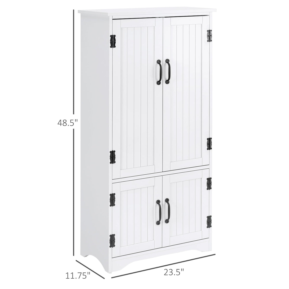 48" 4-Door Storage Cabinet Multi-Storey Large Space Pantry with Adjustable Shelves Black