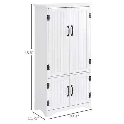 48" 4-Door Storage Cabinet Multi-Storey Large Space Pantry with Adjustable Shelves Black