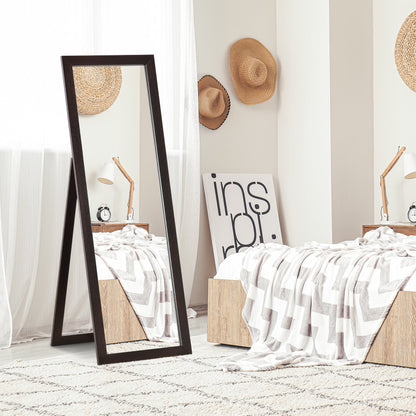 58" x 20" Full Length Mirror with Frame, Floor Standing Mirror, Rectangular Full Body Mirror for Bedroom, Living Room, Brown