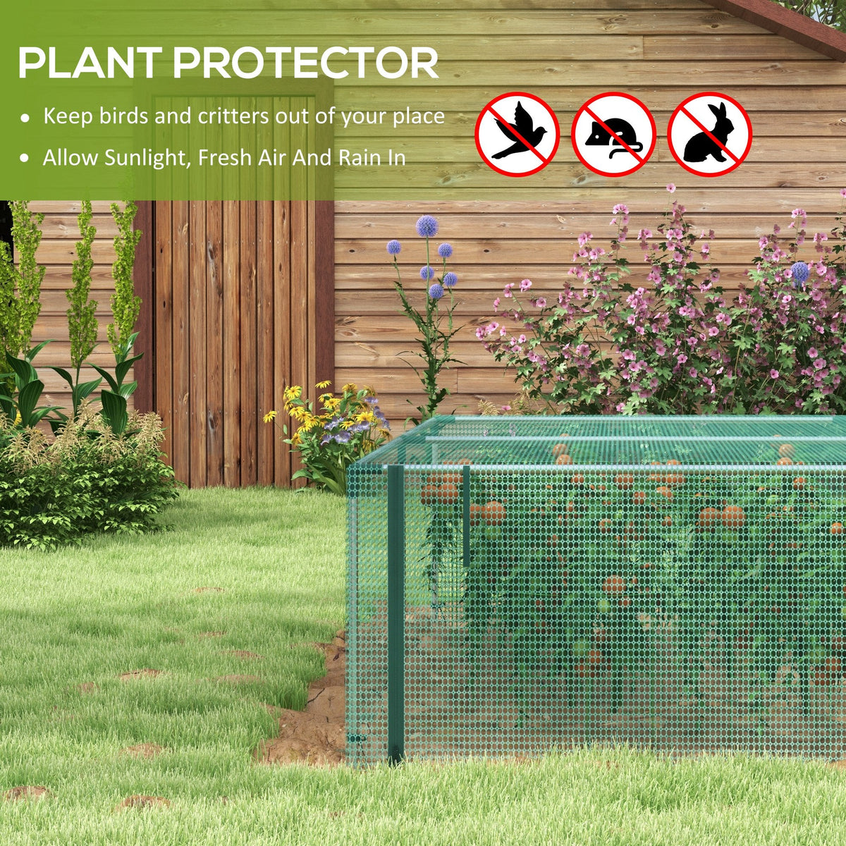 8' x 4' Plant Protection Cage with Zipper Roll-Up Door, Plant Protector from Animals with Galvanised Steel Frame