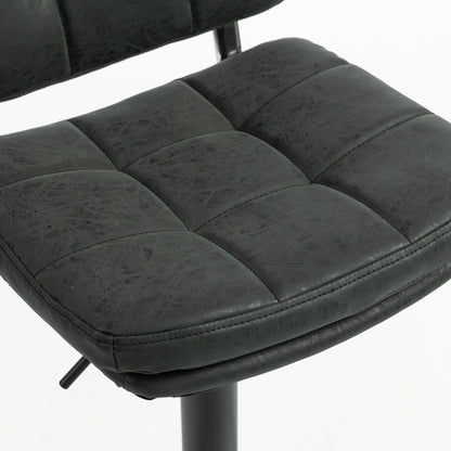 Bar Stools Set of 2, Swivel Counter Height Barstools with Adjustable Height, Back and Footrest, PU Leather Bar Chairs
