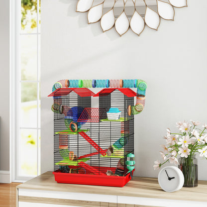 18.5" Hamster Cage, 5 Tiers Small Animal House with Tunnel Tube System, Exercise Wheel, Water Bottle, Blue