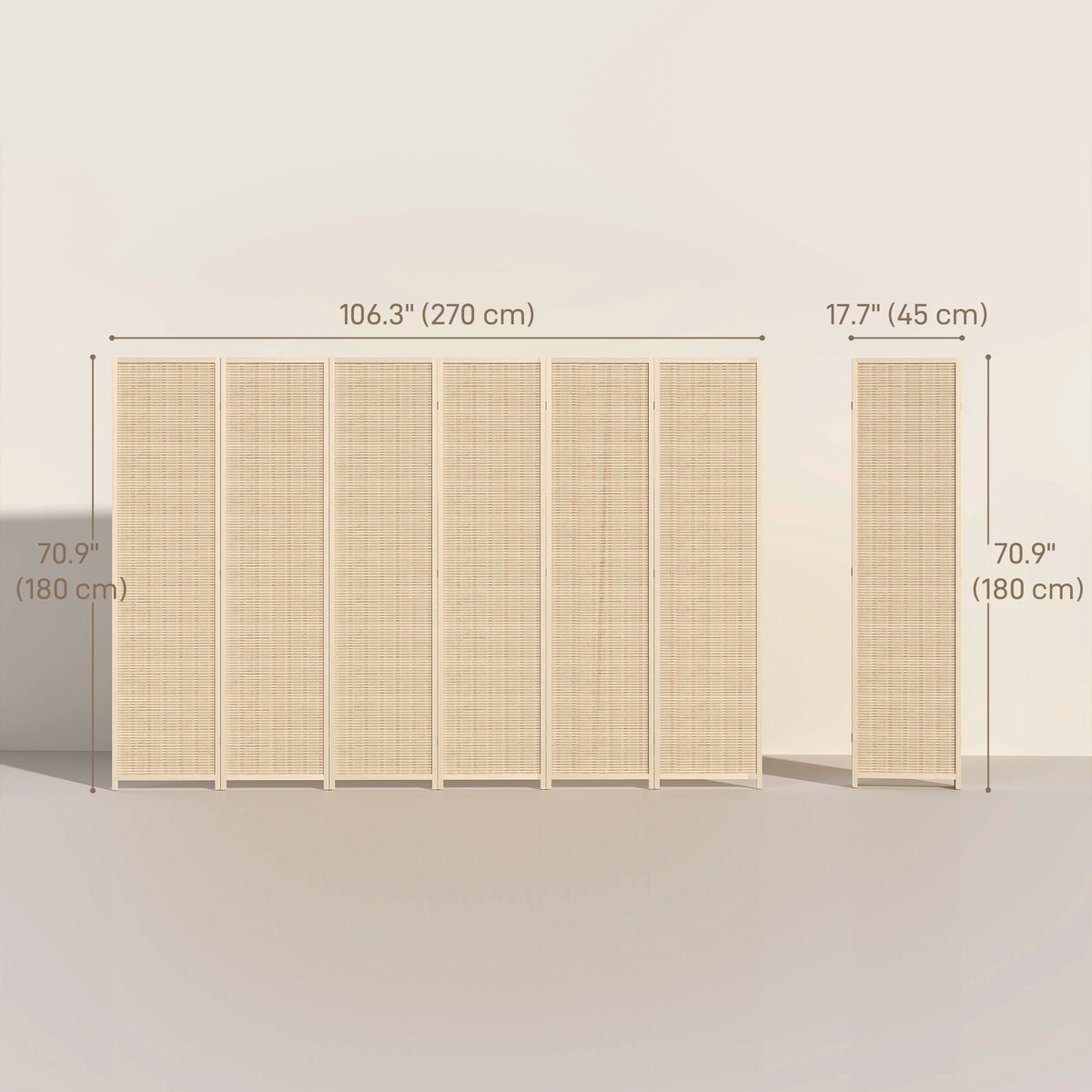 Woven Bamboo Room Divider, 4 Panel Folding Indoor Privacy Screens for Home Office, 71"x71"x0.6", Natural