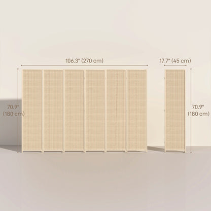 Woven Bamboo Room Divider, 4 Panel Folding Indoor Privacy Screens for Home Office, 71"x71"x0.6", Natural