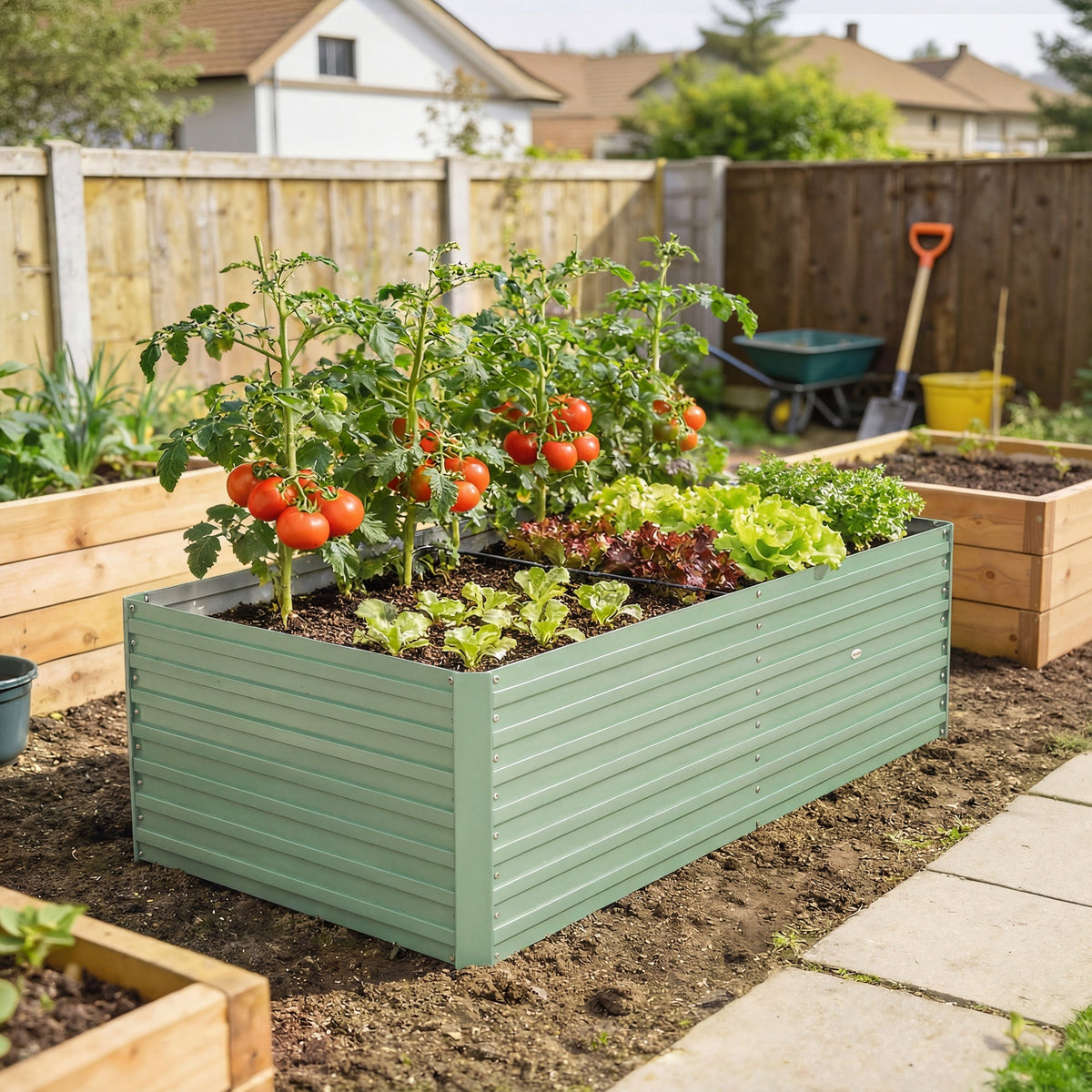 5' x 3' x 2' Raised Garden Bed, Galvanized Planter Box for Growing Flowers, Herbs and Vegetables, Black