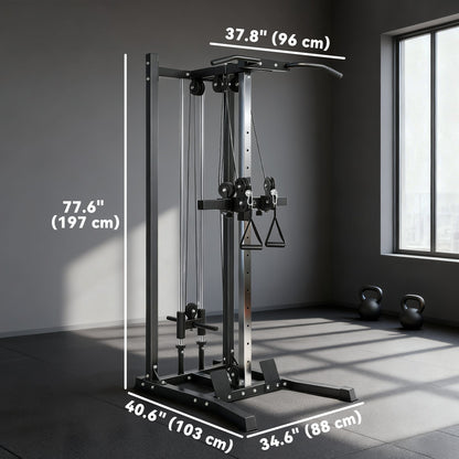 Cable Station Dual Pulley System with Pull up Bar and 14 Adjustable Positions