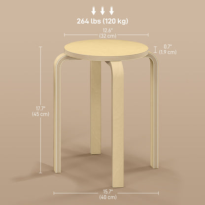 Round Stackable Chairs Set of 4, 18-Inch Backless Stacking Stools for Kitchen, Dining Room, Office, Outdoors