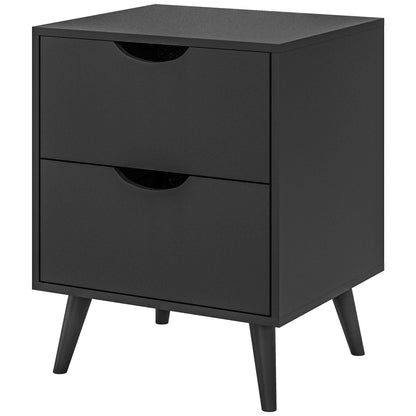 Jesse Nightstand with 2 Drawers and Pine Wood Legs-Black