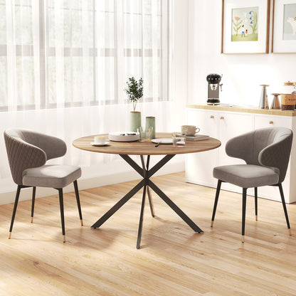 Amory 47" Round Industrial Dining Table with Steel Legs-Dark Brown/Black