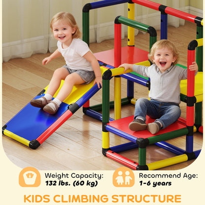 Kids Climbing Structure, Toddler Climbing Toys with Slide and Platform, Play Gym for Ages 1-6 Years, Mixed Colour